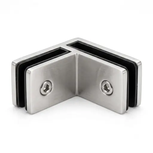 [0202-0190-S] Alineador Esquina Vidrio A Vidrio 90° Satinado